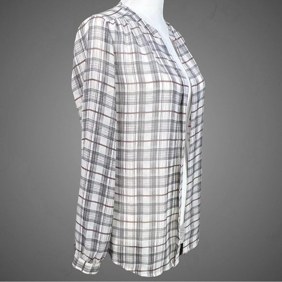 Ann Taylor Loft Petite Sheer Plaid Blouse - Picture 6 of 13
